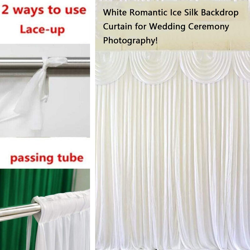 MYOYAY Ice Silk White Backdrop Curtain 10x10ft Wedding Stage Backdrop Drapes Wrinkle Free Photo Backdrop Drapes for Party Bridal Baby Shower Reception Graduation Decorations - Image 4